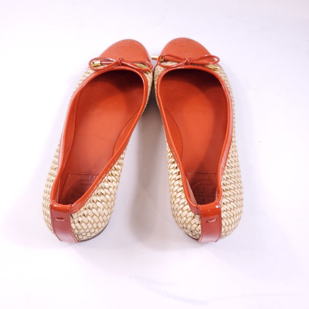 Tory Burch Orange Beige Knit Flats - Picture 6 of 7